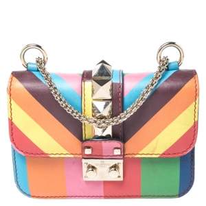 Pre Owned Valentino Multicolor Leather Mini Glam Lock Shoulder Bag