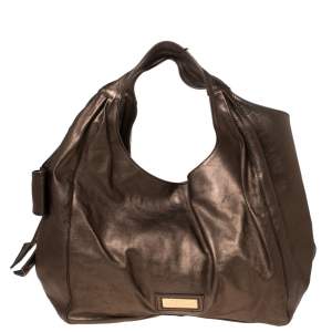 Pre Owned Valentino Metallic Gold Leather Nuage Bow Tote