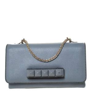 Pre Owned Valentino Grey Leather Va Va Voom Chain Shoulder Bag