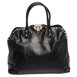 Pre Owned Valentino Black Leather Rockstud Satchel