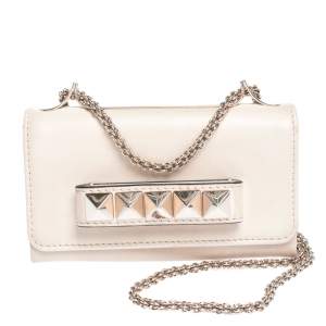 Pre Owned Valentino Vanilla Leather Mini Va Va Voom Chain Clutch