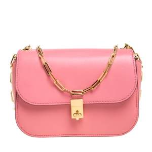 Pre Owned Valentino Pink Leather Flap Shoulder Bag