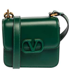 Pre Owned Valentino Green Leather VSling Crossbody Bag