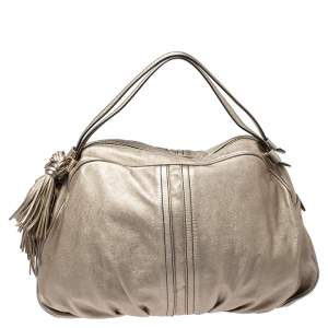مملوكة مسبقًا Valentino Metallic Leather Zip Tassel Satchel