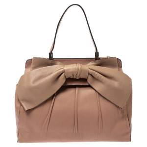 مملوكة مسبقًا Valentino Peach/Beige Leather Aphrodite Bow Bag