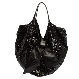 Valentino Black Sequin Bow Hobo