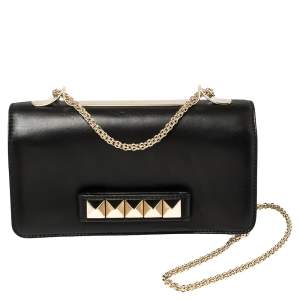 Pre Owned حقيبة كلتش فا فا فوم روكستد جلد أسود