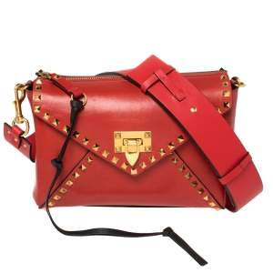 Pre Owned Valentino Rouge Pur Smooth Leather Rockstud Hype Shoulder Bag