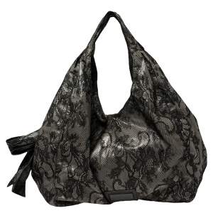 Pre Owned Valentino Black Day Lace Large Nuage Bow Hobo