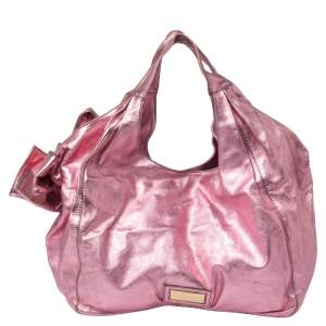 Valentino Metallic Pink Leather Nuage Bow Tote