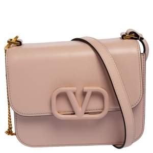 Pre Owned Valentino Pink Leather Small VSling Shoulder Bag