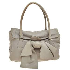 Pre Owned Valentino Grey Leather Bow Satchel
