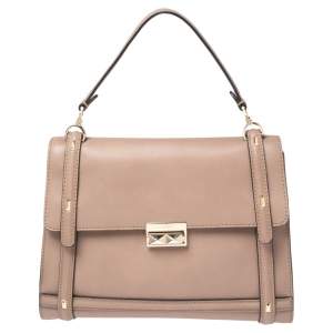 Valentino Beige Leather Studded Top Handle Bag
