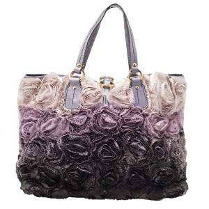 مملوكة مسبقًا Valentino Multicolor Floral Applique Satin And Patent Leather Shopper Tote