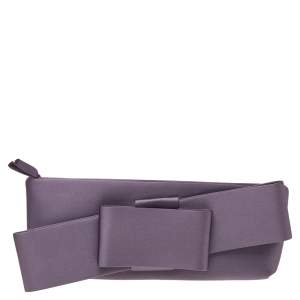 Valentino Purple Satin Pleated Bow Clutch
