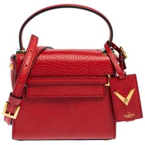 Pre Owned Valentino Red Leather Mini My Rockstud Top Handle Bag