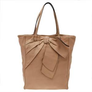 Valentino Beige Leather Bow Tote