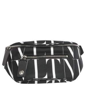 Valentino Black/White Nylon VLTN Belt Bag
