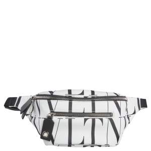 Valentino White/Black Nylon VLTN Belt Bag