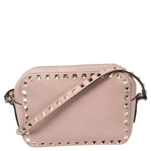 Valentino Pink Leather Rockstud Shoulder Bag