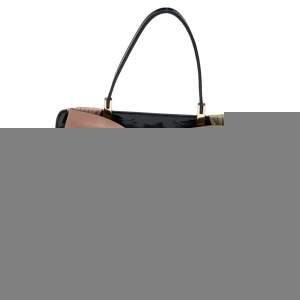 Pre Owned حقيبة فالنتينو أفروديت قش وجلد لامع وجلد ثلاثي اللون بفيونكة يد علوية