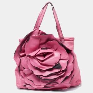 Pre Owned Valentino Pink Leather Petale Tote