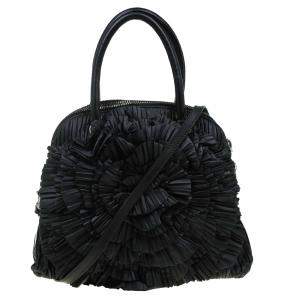 Pre Owned Valentino Black Leather Petale Rose Dome Bag