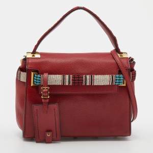 Pre Owned Valentino Red Leather My Rockstud Top Handle Bag
