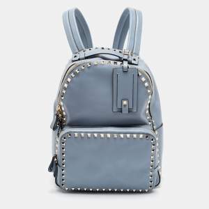 Valentino Blue Leather Medium Rockstud Backpack