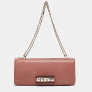 Pre Owned Valentino Brown Leather Va Va Voom Chain Shoulder Bag