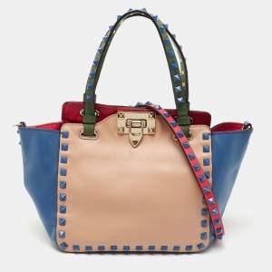 Pre Owned Valentino Multicolor Leather Mini Rockstud Trapeze Tote