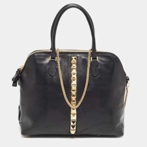 Pre Owned Valentino Black Leather Va Va Voom Satchel
