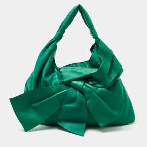 Pre Owned Valentino Green Leather Petale Hobo