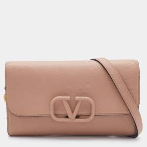 Valentino Beige Leather Small VSling Clutch Bag