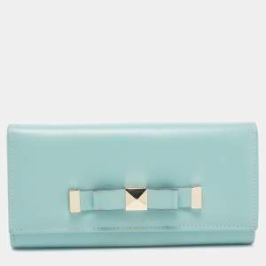 Valentino Green Leather Flap Continental Wallet 