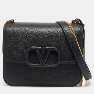 Pre Owned Valentino Black Leather Small VSling Shoulder Bag
