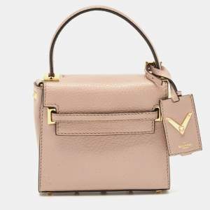 Valentino Beige Leather My Rockstud Top Handle Bag