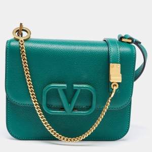 Valentino Green Leather VSling Shoulder Bag