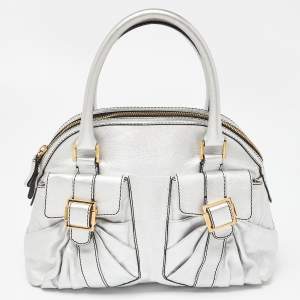 Valentino Silver Leather Front Pocket Satchel