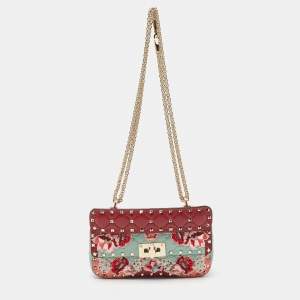 Pre Owned Valentino Multicolor Quilted Leather Small Rockstud Spike Chain Shoulder Bag