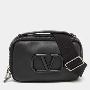 Pre Owned Valentino Black Leather VSling Crossbody Bag