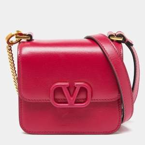Pre Owned Valentino Pink Leather VSling Crossbody Bag