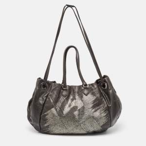 Valentino Metallic Leather Beaded Embellished Tote