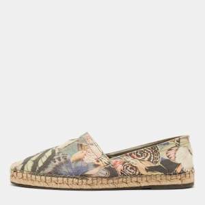 Pre Owned Valentino Multicolor Butterfly Print Canvas Espadrille Flats Size 39