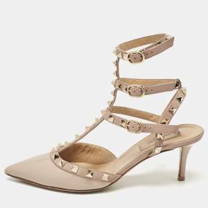 Valentino Beige Patent and Leather Rockstud Pumps Size 37.5