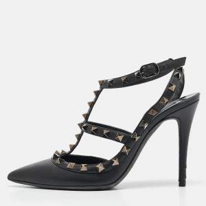 Valentino Black Leather Rockstud Pumps Size 37