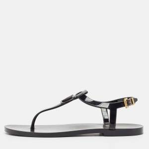 Valentino Black Jelly VLogo Thong Flat Sandals Size 36