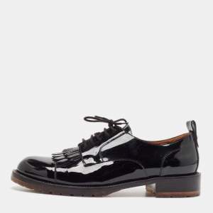 Valentino Black Patent Leather  Fringe Detail Derby Size 41