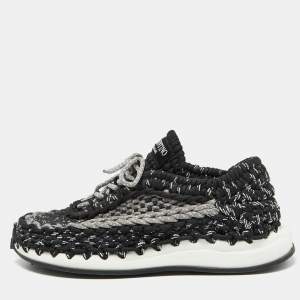 Valentino Black/Grey Crochet Low Top Sneakers Size 39