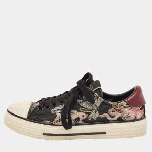 Valentino Multicolor Leather and Canvas Camubutterfly Lace Up Sneakers Size 36